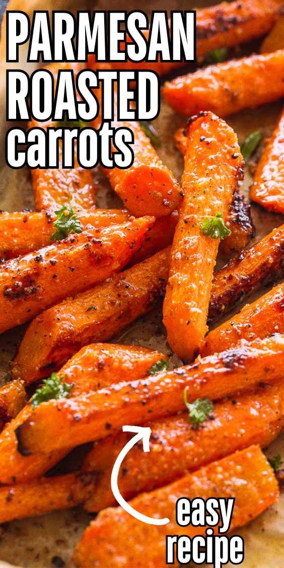 roasted carrots with parmesan and seasoning on top