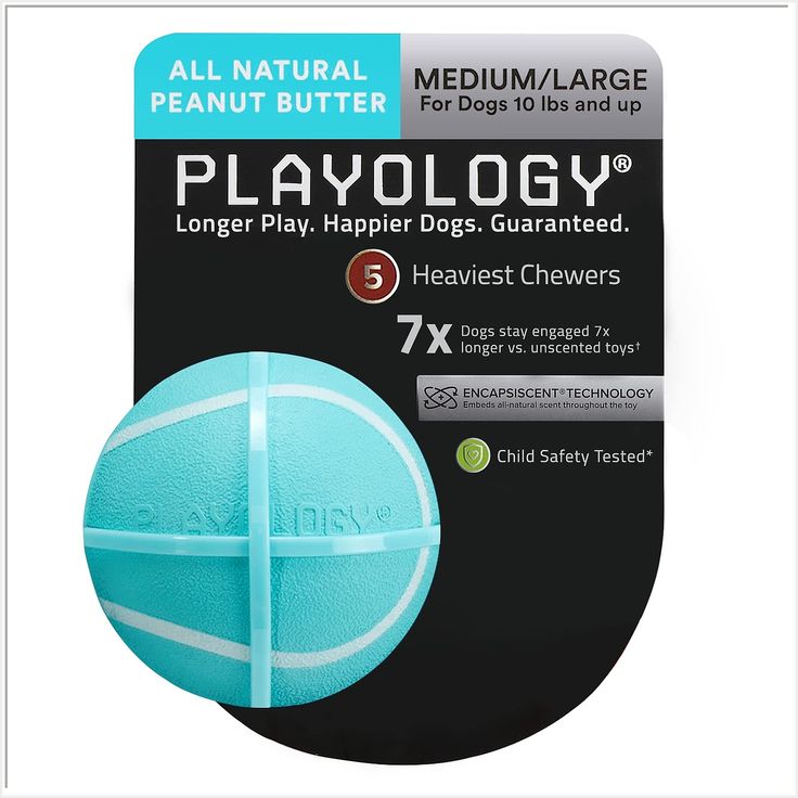 Playology Squeaky Chew Ball Dog Toy, for Medium / Large Dogs (10lbs and Up) - for Moderate to Heavy and Aggressive Chewers - Peanut Butter For Dogs, Dog Squeaky Toys, Puppy Chew Toys, Durable Dog Toys, Dog Toy Ball, Puppy Chewing, Dog Ball, Interactive Dog Toys, Toy Puppies