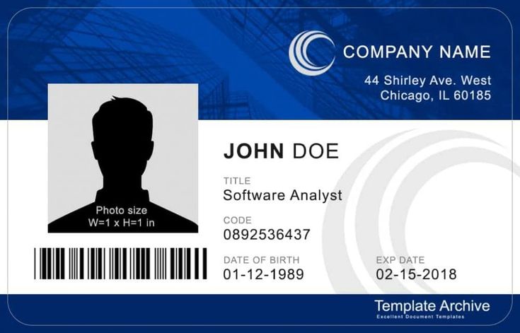 an id card with a man's face and barcodes on the front