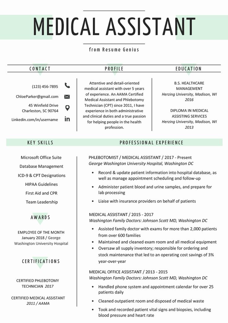 the medical assistant resume is shown in green and gray colors, with an additional cover letter