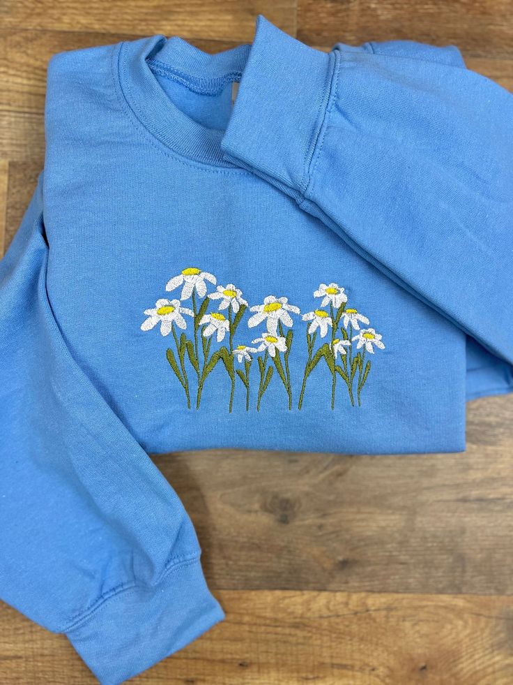 Wildflowers Embroidered Crewneck Daisy Crewneck, Daisy Sweatshirt, Daisies Embroidered Sweatshirt, Floral Embroidered Sweatshirt - Etsy Spring Crew Sweatshirt With Embroidered Logo, Spring Crew Neck Sweatshirt With Embroidered Logo, Spring Sweatshirt With Embroidered Logo And Crew Neck, Spring Crew Sweatshirt With Embroidered Text, Spring Crew Top With Embroidered Logo, Cute Embroidered Sweatshirt For Spring, Spring Embroidered Long Sleeve Sweatshirt, Embroidered Long Sleeve Sweatshirt For Spring, Cute Spring Tops With Embroidered Logo