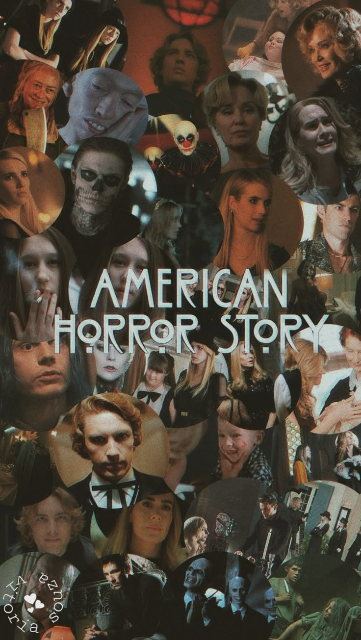 an american horror story poster with images of people in costumes and masks on it's cover