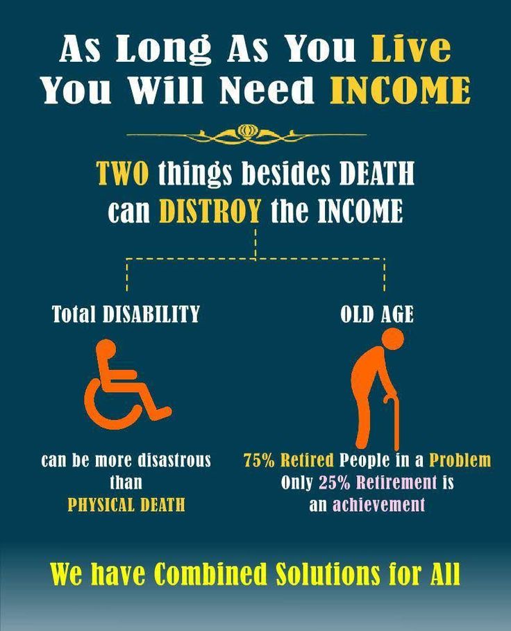 an info poster with the words as long as you live, you will need income