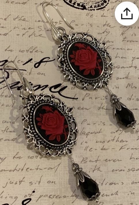 Halloween ‘23 trends and inspo pop of red rose spooky seasom goth vampire earrings Victorian Rose Design Jewelry For Formal Occasions, Cameo Drop Earrings Jewelry Gift, Cameo Drop Earrings As Gift, Gift Cameo Drop Earrings Jewelry, Gothic Rose-colored Jewelry For Gifts, Gothic Rose Colored Jewelry For Gift, Gothic Rose Jewelry For Gift, Rose-colored Gothic Jewelry For Gift, Silver Cameo Jewelry For Party