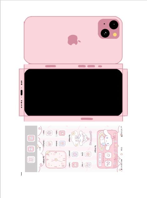 the back and side view of an iphone with pink design on it, sitting next to a