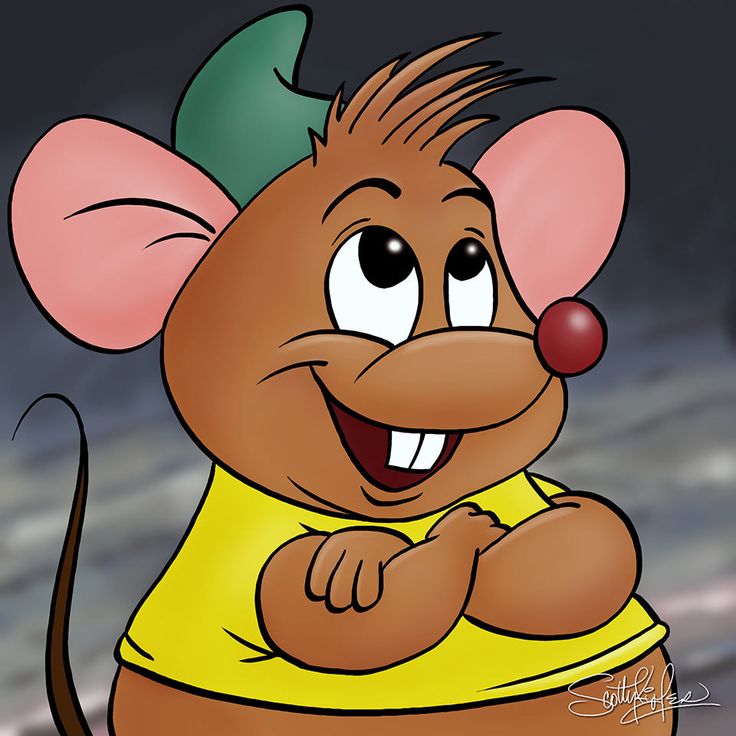 a cartoon mouse with a yellow shirt and red nose