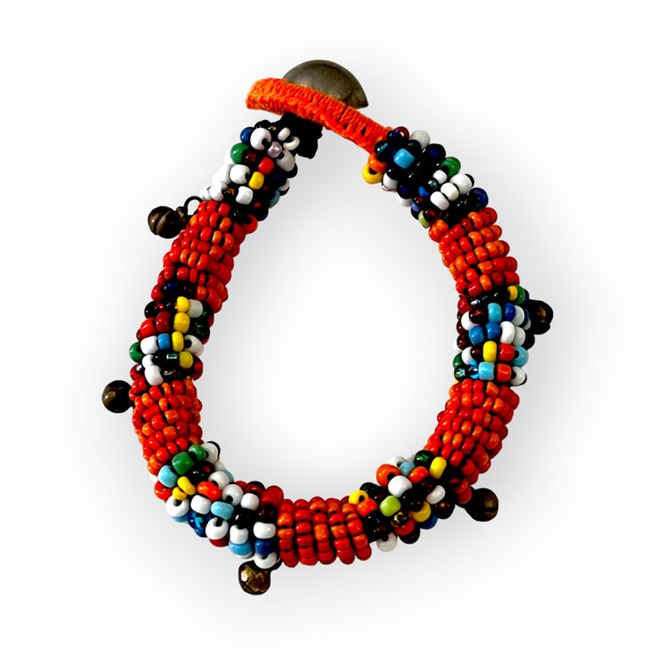 This colorful, beaded bracelet can be worn on its own or layered with some of your other favorite pieces. Vibrant comes to mind as it adds a pop of color to any outfit with its tribal inspired patterns. Some accessory options: tasseled Thai tribal necklace, geometrically inspired wood bead necklace, simple double pearl necklace, or the double strand necklace with geometric details Details: Beaded bracelet with a push button clasp. Clasp is either a small bell or charm. Size: length of beaded por Double Strand Necklace, Wood Bead Necklace, Small Charms, Necklace Simple, Brass Accents, Pale Green, Strand Necklace, Push Button, A Word