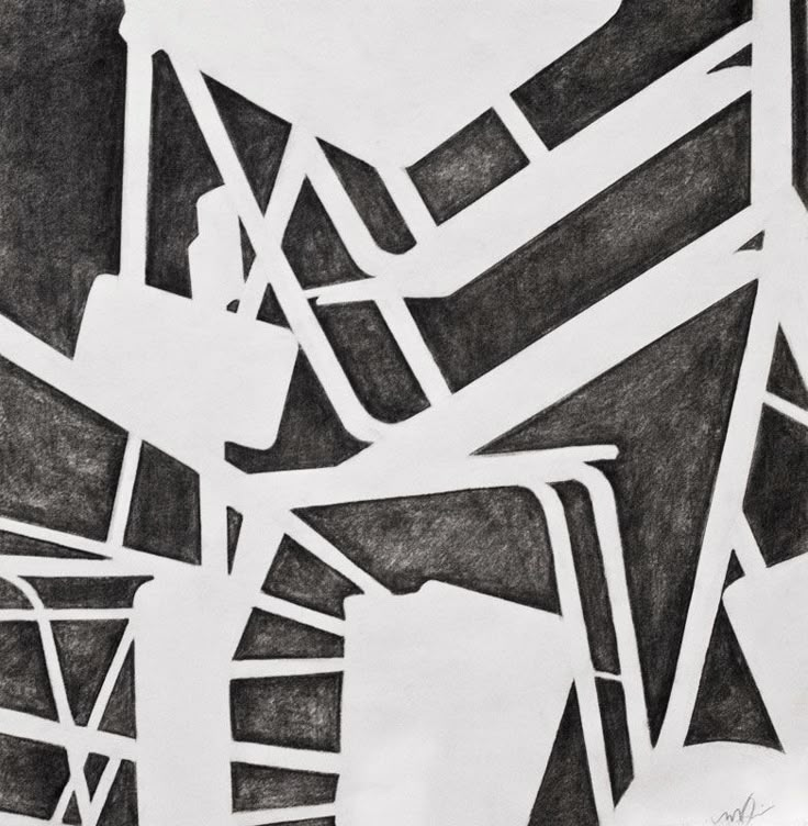 black and white drawing of chairs in a room