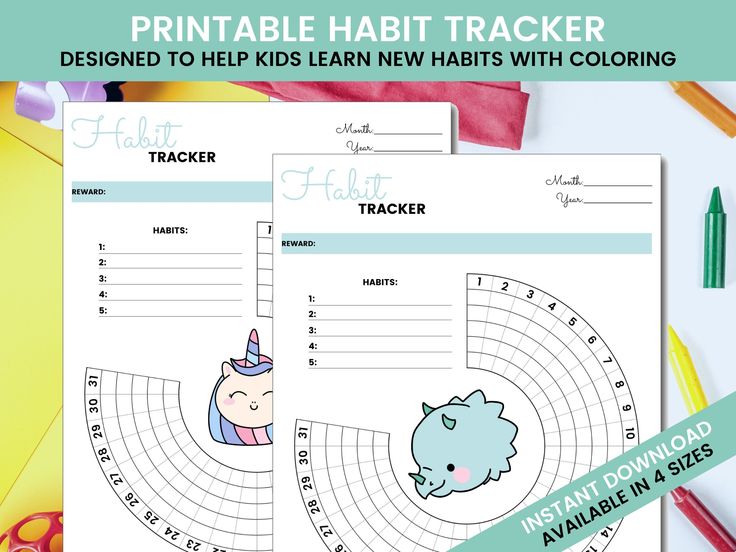 a printable habit tracker with unicorns on it