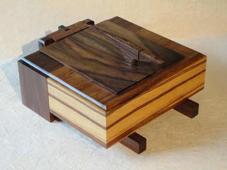 a wooden box sitting on top of a table