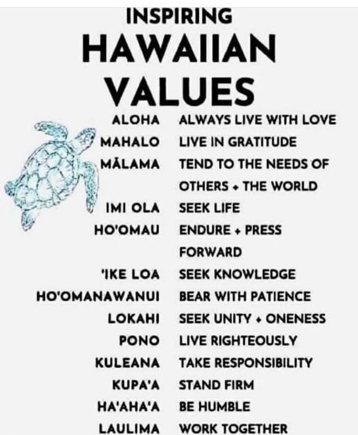 a poster with the names of different hawaiian languages and their meaningss, including an image of