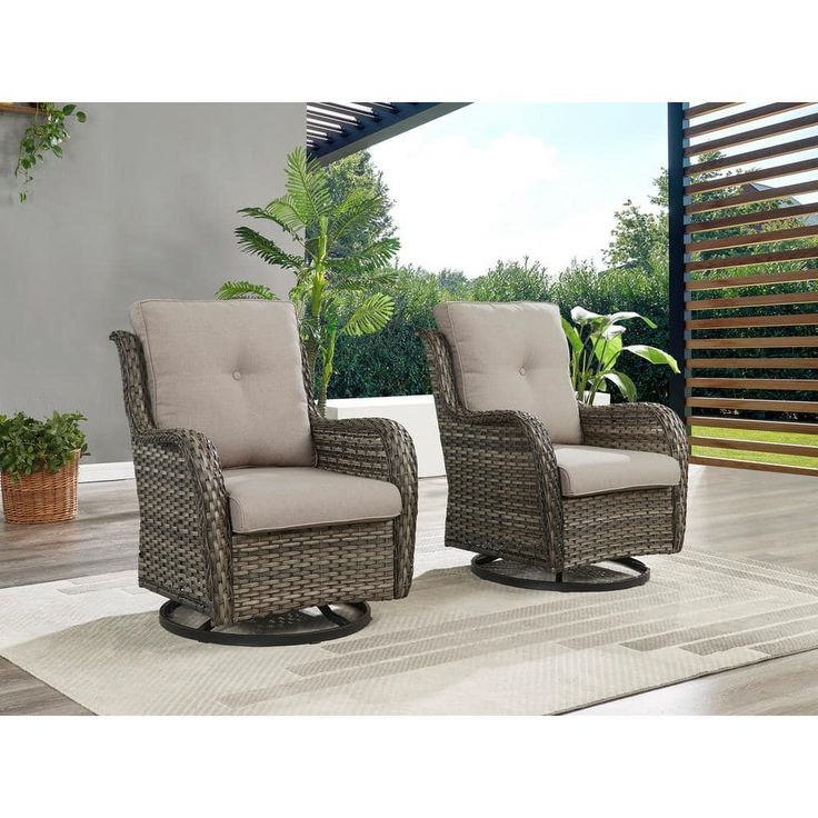 Gymojoy Carolina Gray Wicker Outdoor Rocking Chair with CushionGuard ...