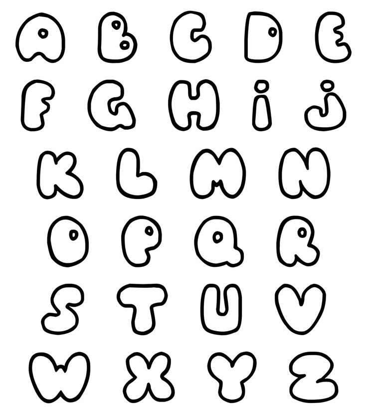 the letters and numbers that are drawn in black ink on a white background, each letter has