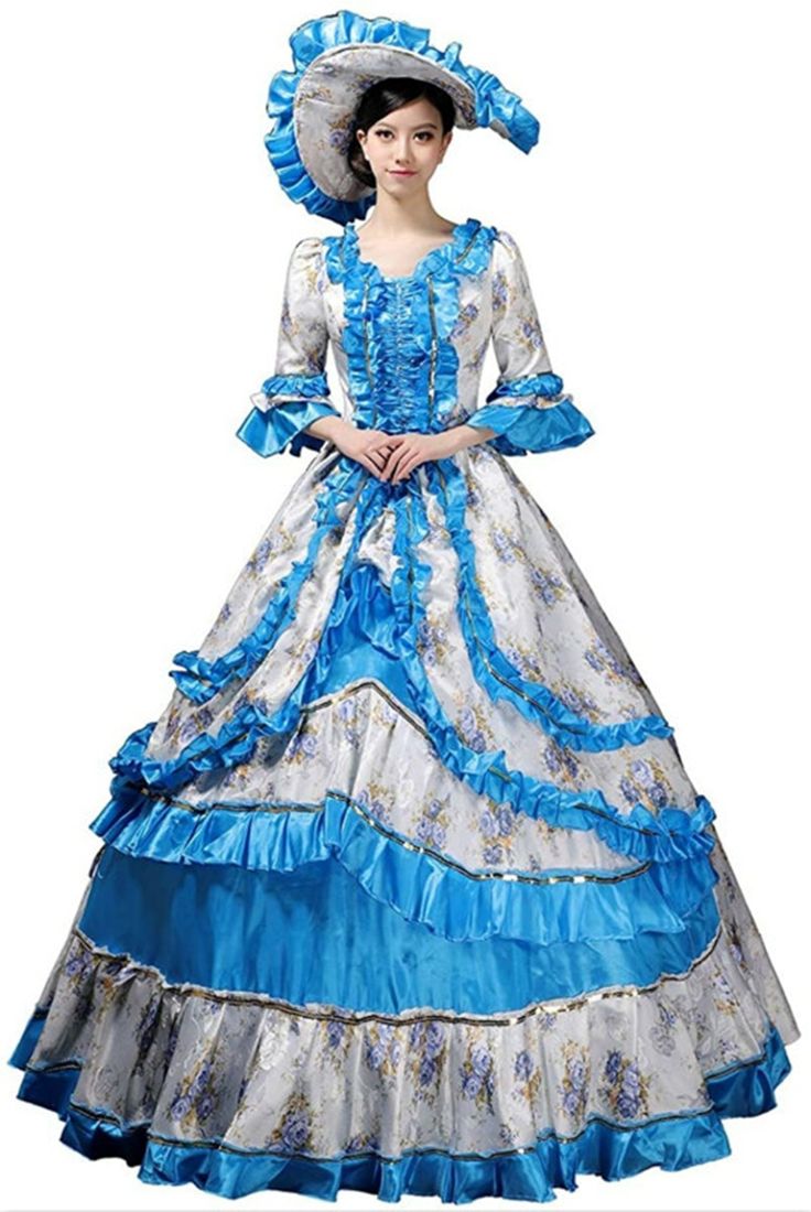 Victorian Era Outfits, Victorian Style Dresses, Victorian Dress Costume, Dramatic Gown, Masquerade Party Dresses, Victorian Fashion Dresses, Dresses By Style, Kawaii Clothes Goth, Blue Ball Gowns