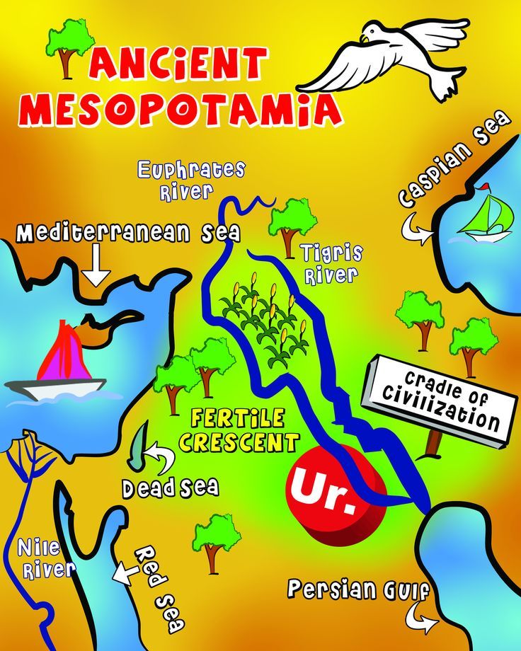 an ancient mesopopotama map shows the location of different rivers and lakes