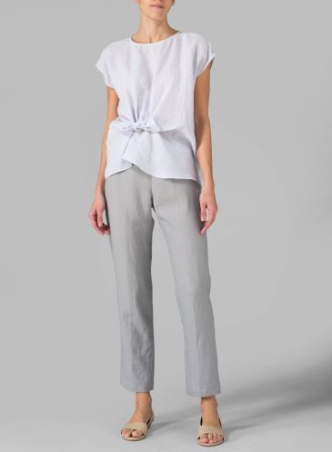 Chic Summer Tops With Tie Fastening, Chic Summer Top With Tie Fastening, Feminine Tie Back Tops For Daywear, Casual Tops With Knot Detail For Spring, Casual Knot Detail Top For Spring, Casual Spring Top With Knot Detail, Casual Spring Tops With Knot Detail, Casual Tie Back Tops For Daywear, Chic Tied Blouse For Spring