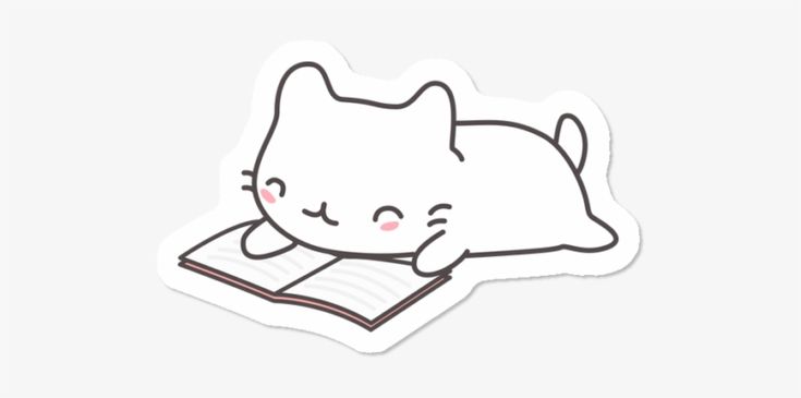 a sticker with an image of a cat laying down on top of a book