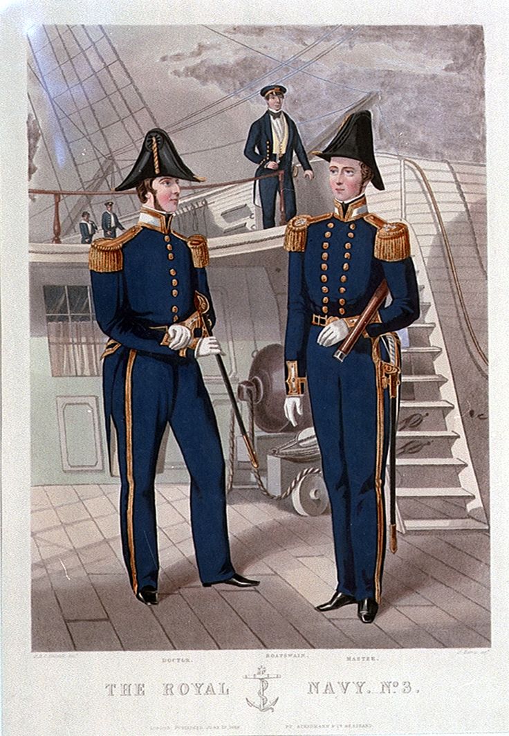 two men in uniforms standing on a ship