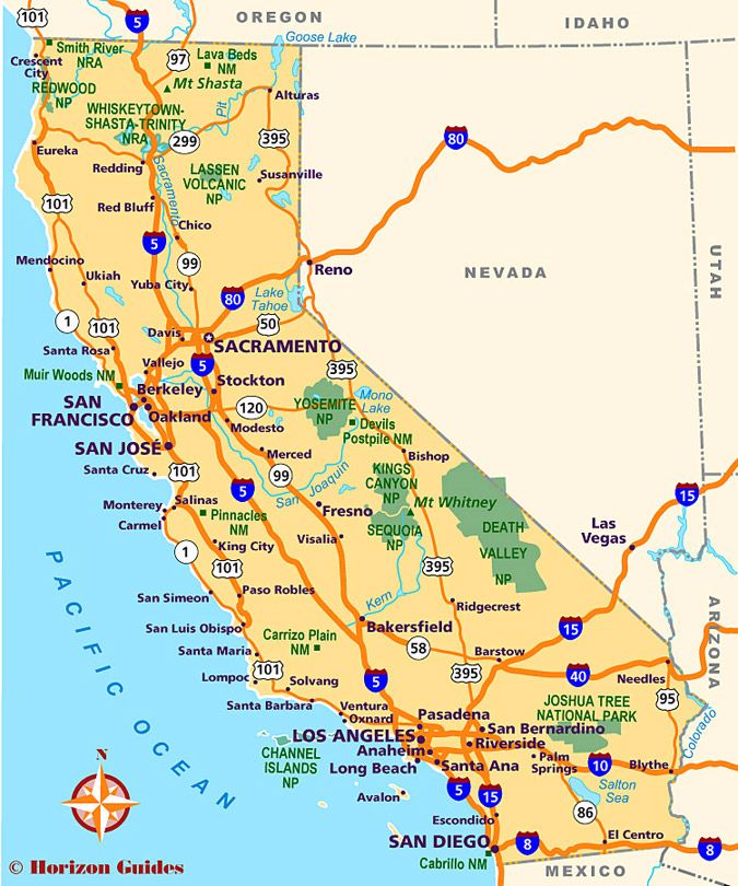 a map of the state of california with all its roads and major cities on it