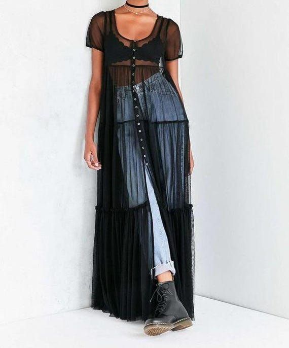 Causal Adult Sheer Flared Slip Dress/Fun Birthday Dress/Party Cover up/See through Dress/avant garde clothing/Villanelle Dress XS----BUST:- 32, WAIST:-24, HIP:-34 S----BUST:- 34, WAIST:-26, HIP:-36 M----BUST:- 36, WAIST:-28, HIP:-38 L----BUST:- 38, WAIST:-30, HIP:-40 XL----BUST:- 40, WAIST:-32, HIP:-42 XXL----BUST:- 42, WAIST:-34, HIP:-44 𝐂𝐚𝐫𝐞 𝐈𝐧𝐬𝐭𝐫𝐮𝐜𝐭𝐢𝐨𝐧𝐬: *Dry Clean only *Do not soak in water 𝐍𝐨𝐭𝐞: 𝐏𝐫𝐨𝐝𝐮𝐜𝐭 𝐜𝐨𝐥𝐨𝐮𝐫 𝐦𝐚𝐲 𝐬𝐥𝐢𝐠𝐡𝐭𝐥𝐲 𝐯𝐚𝐫𝐲 𝐝𝐮𝐞 𝐭𝐨 𝐩𝐡𝐨𝐭𝐨𝐠𝐫𝐚𝐩𝐡𝐢𝐜 𝐥𝐢𝐠𝐡𝐭𝐢𝐧𝐠 𝐬𝐨𝐮𝐫𝐜𝐞𝐬 𝐨𝐫 𝐲𝐨𝐮𝐫 𝐦𝐨𝐧𝐢𝐭𝐨𝐫 Note-If you would like to custom size your dress, please leave a message in the notes of your order of your detailed size measurements for bustwaisthipshollow to floor with shoesinch or cm and measure yourself accordi Sheer Spring Festival Dress, Sheer Mesh Floor-length Dress For Spring, Spring Sheer Mesh Floor-length Dress, Bohemian Style Short Sleeve Night Out Dress, Bohemian Short Sleeve Dress For Night Out, Summer Night Out Dress With Overlay, Flowy Summer Dress With Overlay, Short Sleeve Dresses For Alternative Fashion In Summer, Sheer Fitted Dress For Festival