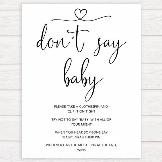 Minimalist Don't Say Baby, Don't Say Baby Sign, Printable Baby Shower ...