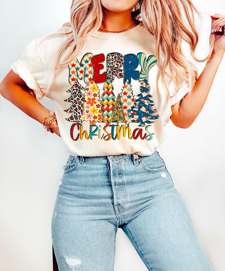 Retro Christmas Shirts, Multicolor Printed Christmas Tops, Christmas Graphic Print Multicolor Tops, Christmas Multicolor Graphic Print Top, Multicolor Graphic Print Christmas Top, Christmas Shirt Retro Vinyl, Christmas Shirt Designs, Vintage Christmas Trees, Retro Christmas Sublimation