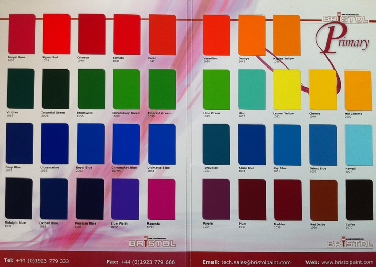 the color chart for this painting shows different colors