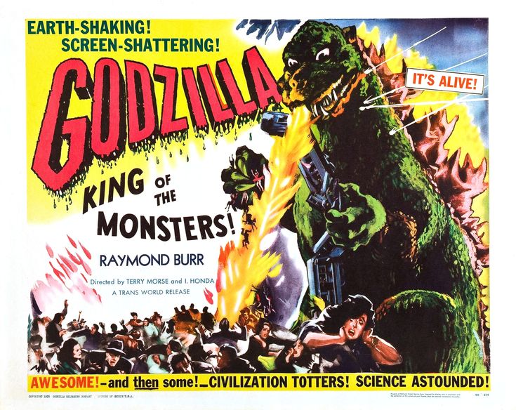 an old movie poster for godzilla starring king of the monsters and raymond burrr