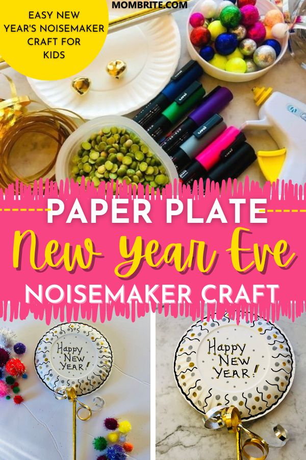 new year's eve craft project for kids with paper plates and crayons