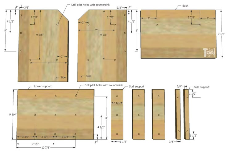 the plans for making a birdhouse are shown in three different sizes and measurementss