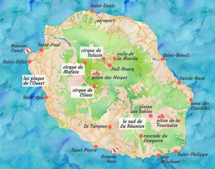 a map of the island of saint - malne, with several locations marked in red