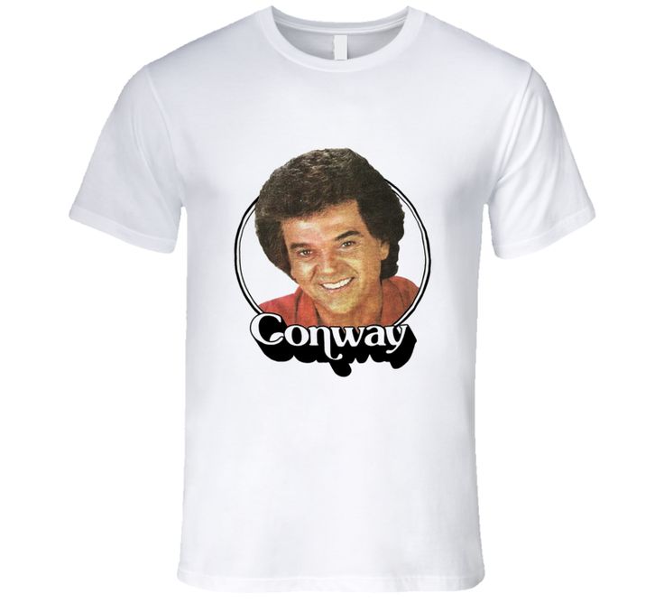 a white t - shirt with an image of the face of johnny conaway on it