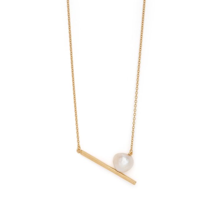 Dream Of Sleep Gold Plated Necklace Pearl Baroque, White Nights, Gold Plated Necklace, Baroque Pearls, The Dream, Arrow Necklace, 925 Silver, 18k Gold, Gold Necklace