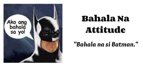 an image of batman with the caption'batla na attitude'in spanish