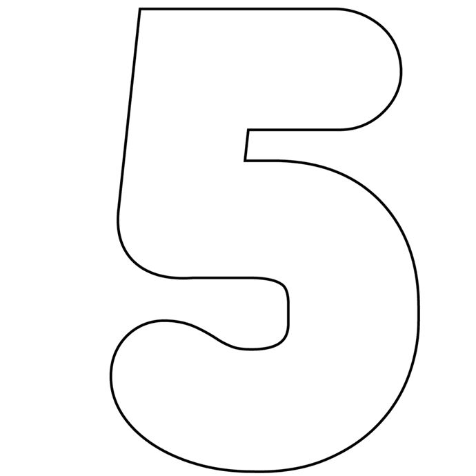 the number five is outlined in black on a white background, it looks like an outline for