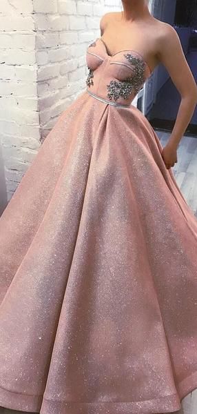 Sparkly Dusty Pink Sweetheart Strapless Ball Gown Prom Dresses ,PD00146 #sparklydresses #fashiongown #pinkpromdresses #promdresses Formal Dresses Long Modest, Designing Characters, Pretty Gowns, Matric Dress, Glamorous Gowns, Strapless Ball Gown, Ball Gown Prom Dresses, Gown Prom Dresses, Princess Vibes