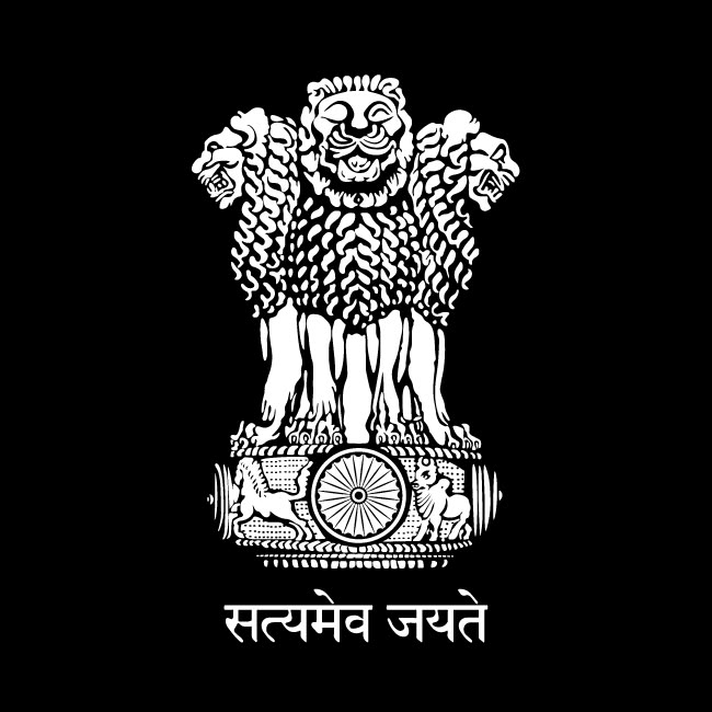 White Satyamev Jayate National Emblem of India on Black Background Free ...