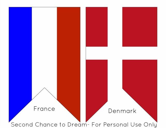 the colors of france and denmark are shown in red, white, and blue stripes