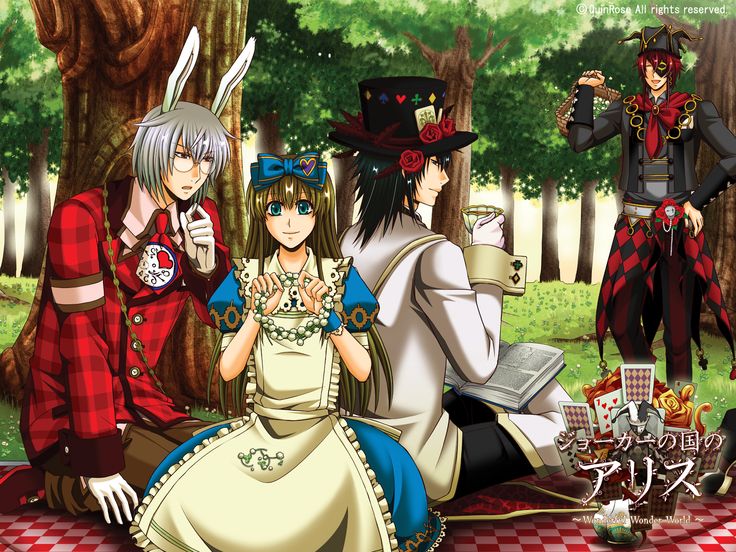 three anime characters sitting on a picnic table