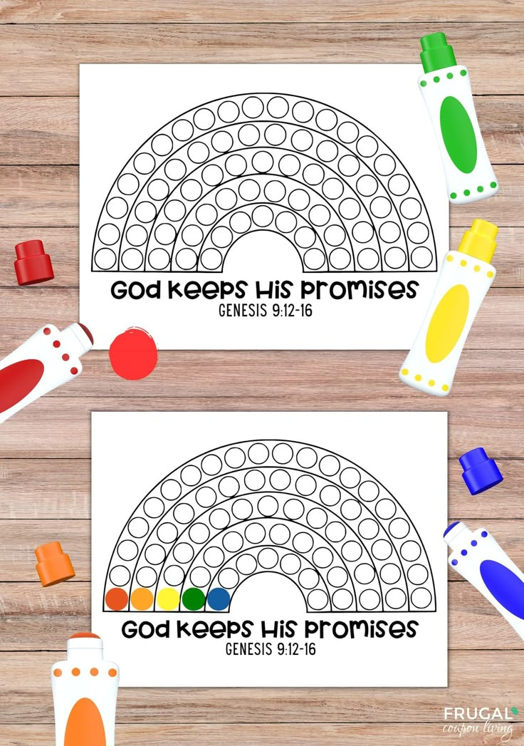 God's Promises Rainbow Dot Marker Activity | Preschool bible lessons ...