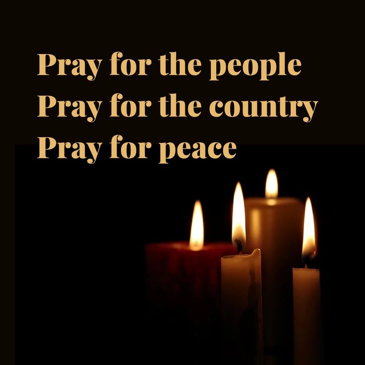 three lit candles with the words pray for the people pray for the country pray for peace