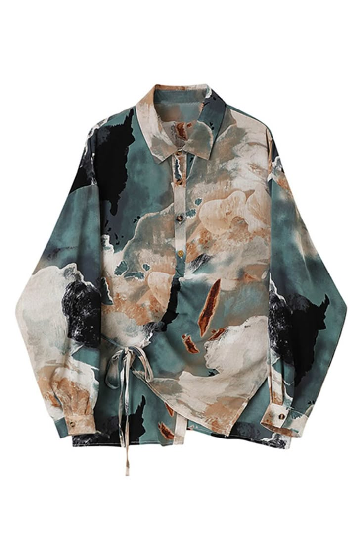 Gradient Watercolors Artsy Aesthetic Collar Women Blouse Artsy Aesthetic, Artsy Outfit, Paint Shirts, Aesthetic Shirts, Women Blouse, Tie Dye Long Sleeve, Blouse Online, Laid Back Style, Casual Fits