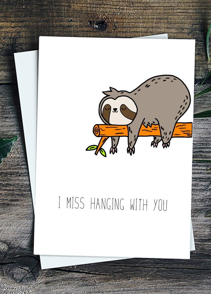 I miss you card instant download miss you sloth card digital | Etsy | I ...