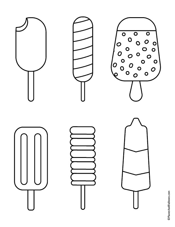 four different types of popsicles on a white background