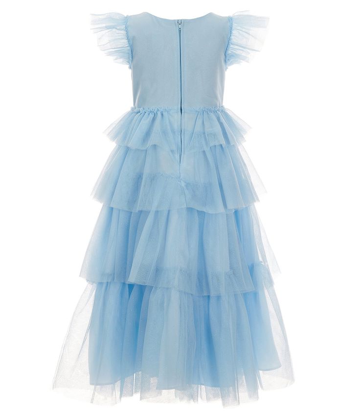 Rare Editions Little Girls 2T-6X Flutter-Sleeve Sequin-Accented/Tiered Mesh-Skirted Ballgown #Dillards Tiered Ruffle Princess Dress For Dress-up, Summer Princess Ruffle Dress, Tiered Princess Dress With Ruffles For Dress-up, Princess Style Ruffle Dress For Summer, Flutter Sleeve Tulle Dress With Ruffles, Tulle Dress With Ruffles And Flutter Sleeves, Tulle Dresses With Ruffles And Flutter Sleeves, Tiered Ruffle Princess Dress, Tiered Princess Dress With Ruffles