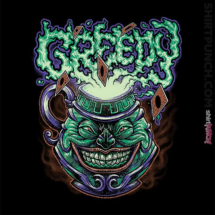 an image of a green and purple clown face with flames coming out of its mouth