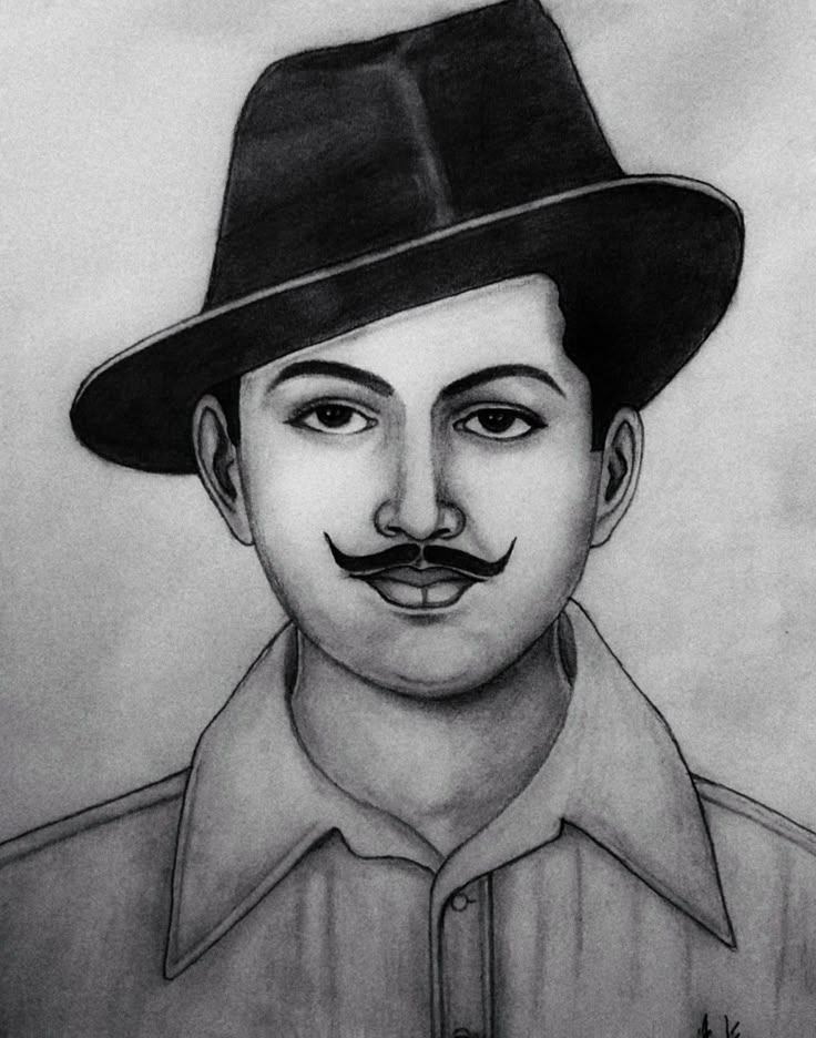 bhagat singh drawing Pencil sketch portrait, Cool pencil drawings