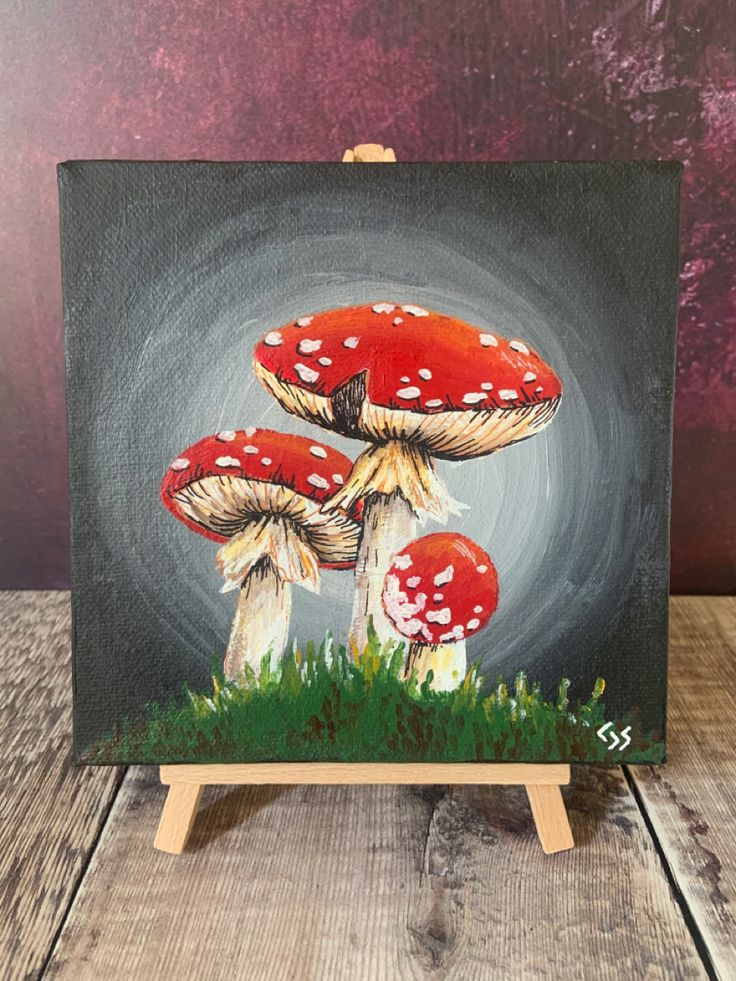 Amanita Muscaria mushroom canvas | Christmas watercolor, Shadow art ...