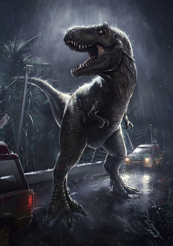 an image of a dinosaur in the rain