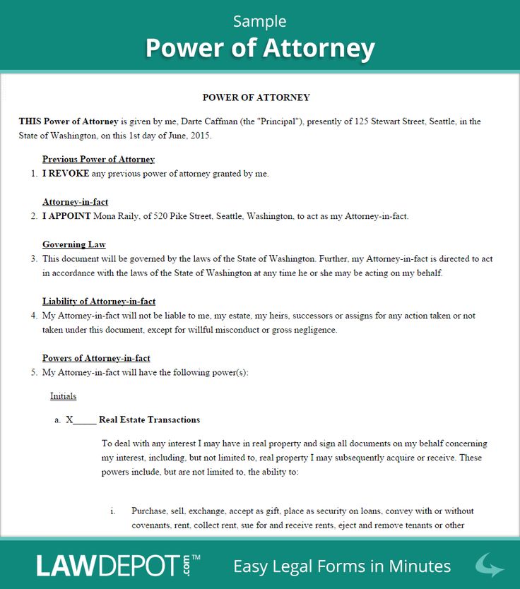 Sample Power of Attorney | Power of attorney form, Power of attorney